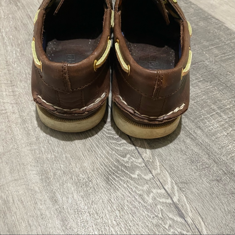 Sperry Brown Boat Shoes with Yellow Laces - Picture 3 of 7